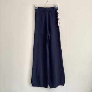 Sincerely Jules Womens Sweater Knit Wide Leg Pants Size XS Navy Blue Hi Rise